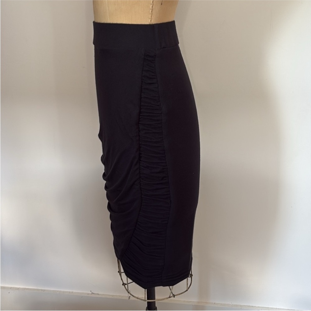 XOXO Pencil Skirt Black Knit Side Ruched Midi S - Picture 5 of 11